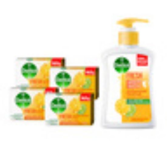 Picture of Dettol Anti-Bacterial Soap Fresh 4 x 165g + Handwash 200ml