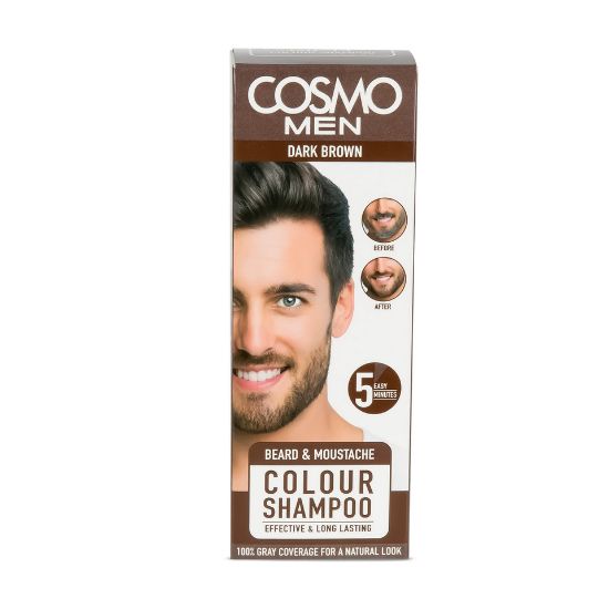 Picture of Cosmo Men Beard & Moustache Colour Shampoo Dark Brown 1pkt