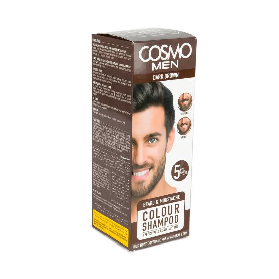 Picture of Cosmo Men Beard & Moustache Colour Shampoo Dark Brown 1pkt