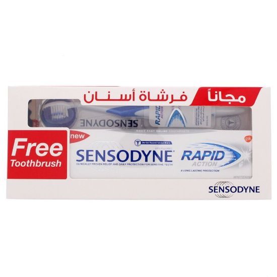 Picture of Sensodyne Rapid Action Whitening Tooth Paste 75ml + Tooth Brush