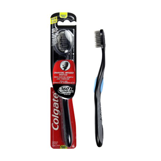 Picture of Colgate Toothbrush 360 Charcoal Black Medium Multi Colour 1pc