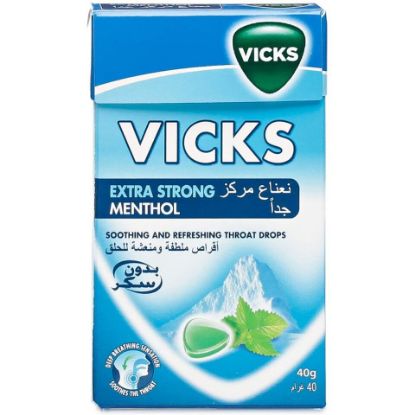 Picture of Vicks Extra Strong Menthol Soothing And Refreshing Throats Drops 40g