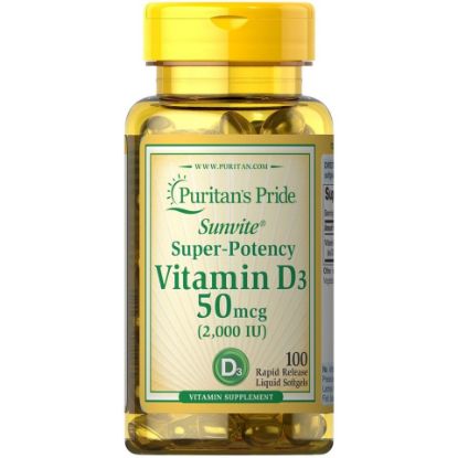 Picture of Puritan's Pride Super Potency Vitamin D-3 2000 IU 100pcs