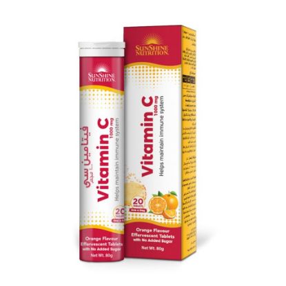 Picture of Sunshine Nutrition Vitamin C 1000 Mg Orange Flavour Effervescent 20 Tablets