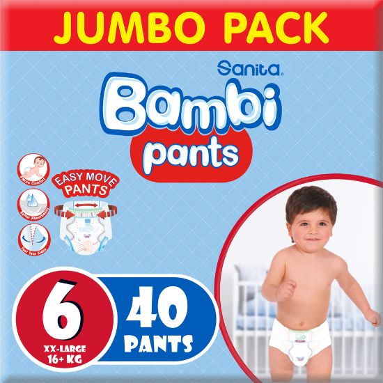 Picture of Sanita Bambi Baby Diaper Pants Size 6 Extra Large 16+kg 40pcs