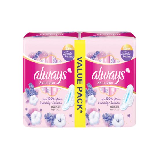 Picture of Always Skin Love Pads Lavender Freshness Thick & Large 48pcs