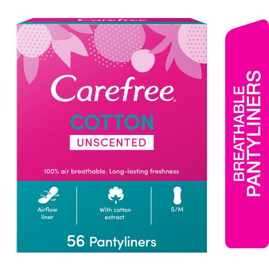 Picture of Carefree Panty Liners Cotton Unscented 56pcs