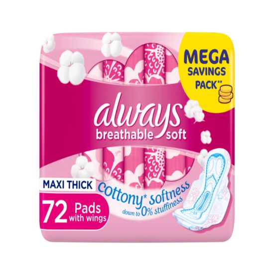 Picture of Always Cottony Softness Maxi Thick Pads With Wings Large 72pcs