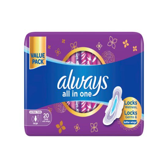 Picture of Always All in One Ultra Thin Large Sanitary Pads With Wings 20pcs