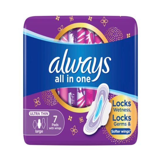 Picture of Always All in One Ultra Thin Large Sanitary Pads With Wings 7pcs