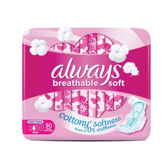 Picture of Always Breathable Soft Maxi Thick Large Sanitary Pads with Wing 30pcs