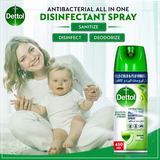 Picture of Dettol Morning Dew Antibacterial All in One Disinfectant Spray 450ml