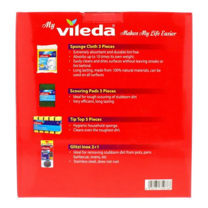 Picture of Villeda Sponge Cloth 3pcs + Scouring Pads 3pcs + Tip Top 5pcs + Glitzi Inox 3pcs