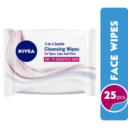 Picture of Nivea Face Wipes Gentle Cleansing Dry to Sensitive Skin 25pcs