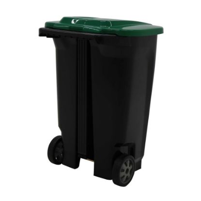 Picture of Tramontina Recycle T-Force Pedal Bin With Wheels 100Ltr Black Green