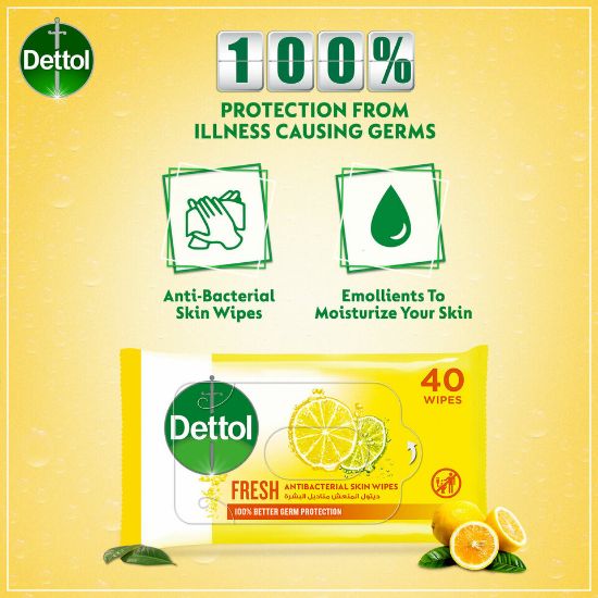 Picture of Dettol Fresh Antibacterial Skin Wipes 40pcs