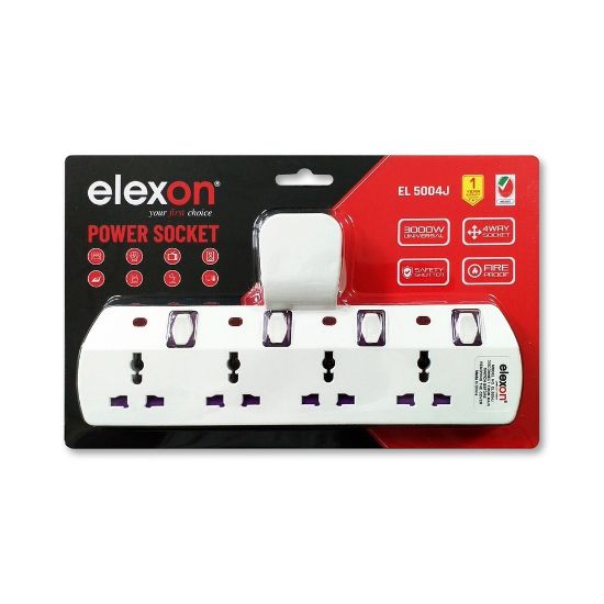 Picture of Elexon 4Way T Socket With Individual Switches EL5004J