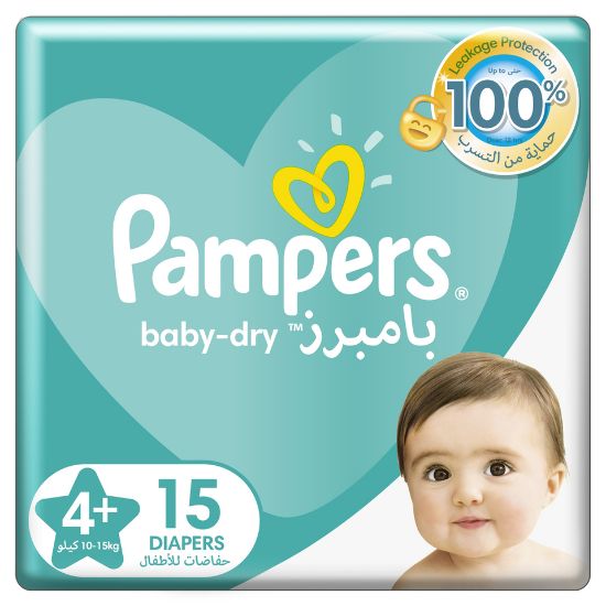 Picture of Pampers Baby-Dry Diapers Size 4, 10-15kg with Leakage Protection 15pcs