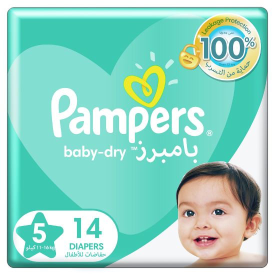 Picture of Pampers Baby-Dry Diapers Size 5, 11-16kg with Leakage Protection 14pcs