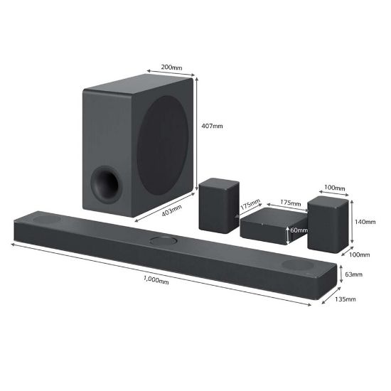 Picture of LG 5.1.3 ch Sound Bar with Dolby Atmos, 620 W, Black, S80QR