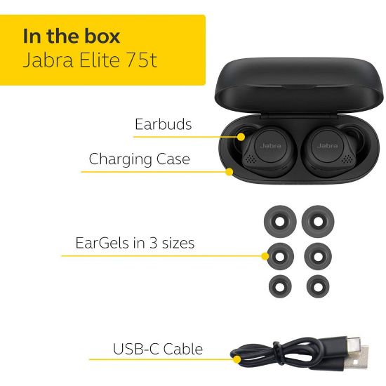 Picture of Jabra Elite 75t True Wireless Earbuds with Charging Case,Black