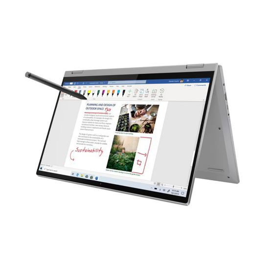 Picture of Lenovo IdeaPad Flex 5, (82HS00HPAX) Convertible Laptop, Core i3-1115G4, 4GB RAM, 256GB SSD, 14" FHD Touch, Windows 10,Gray,English-Arabic Keyboard