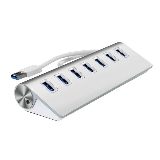 Picture of Trands 7 Port USB 3.0 Hub Aluminum Multi-Port USB Hub with Built-in Cable HB627