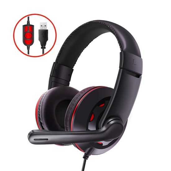 Picture of Trands USB Stereo Wired Headset Gaming Headphones with Noise Cancelling Microphone TR-HS799, Black