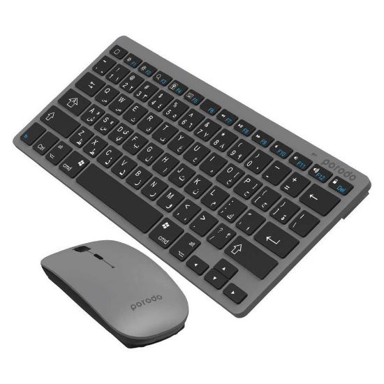 Picture of Porodo Super Slim and Portable Bluetooth Keyboard with Mouse ( English / Arabic ) Gray