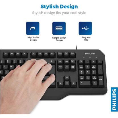 Picture of Philips Wired Keyboard with English Arabic Layout, USB 2.0, Black SPK6202