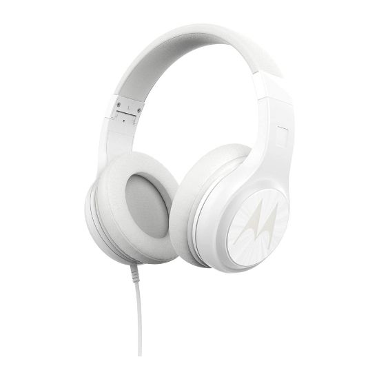 Picture of Motorola Pulse 120, Wired Headphones with Enhanced Bass, In-Line Mic and Voice Assistant Compatible with 3.5mm Aux, White