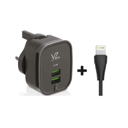 Picture of Voz Wall Charger Dual Port 2.4A output with USB to Lightning Cable VZTC2