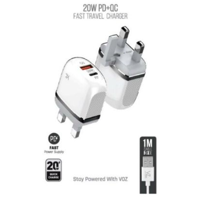 Picture of Voz VZTC3 PD+QC 3.0 Wall Charger With Micro USB Cable