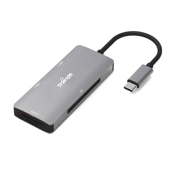 Picture of Trands USB-C Adapter with Dual USB 3.0 Ports SD TF CF Card Reader TR-CR3539