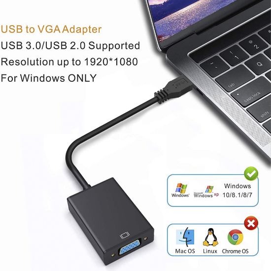 Picture of Trands USB 3.0 to VGA Adapter USB Male to VGA Female Connector TR-CA5833