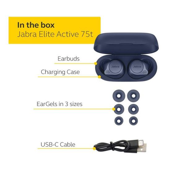 Picture of Jabra Elite Active 75t True Wireless Earbuds Navy