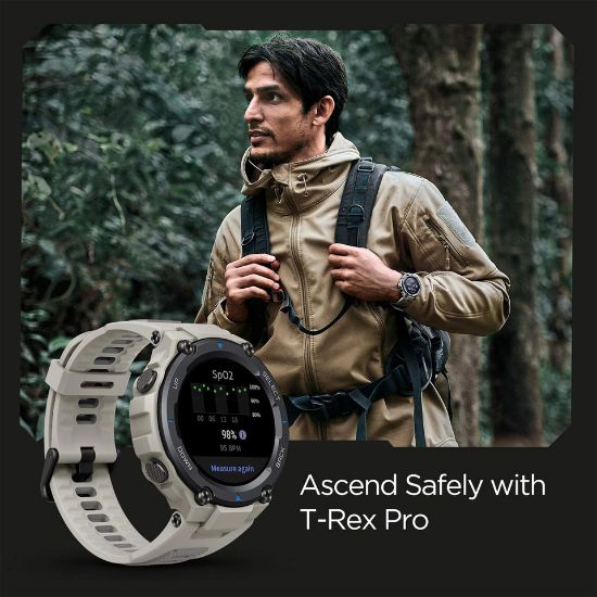 Picture of Amazfit T-Rex Pro Smart Watch(A2013 ) with GPS, Outdoor Fitness Watch for Men, Military Standard Certified, 100+ Sports Modes, 10 ATM Waterproof, 18 Day Battery Life, Blood Oxygen Heart Rate Monitor,Desert Grey