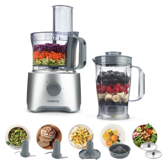 Picture of Kenwood Food Processor 800W Multi-Functional with 2 Stainless Steel Disks, Blender, Whisk, Dough Maker, Citrus Juicer FDP304SI Silver