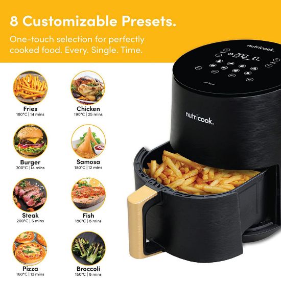 Picture of Nutricook Air Fryer Mini 8 Preset Programs with Built-in Preheat Function, 3 L, 1500 W, Black, NC-AF103K