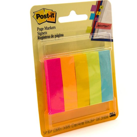 Picture of 3M Post -it F&M Page Markers Fluo Colors 1/2inch x 1 3/4inch 5 x 50 Sheets