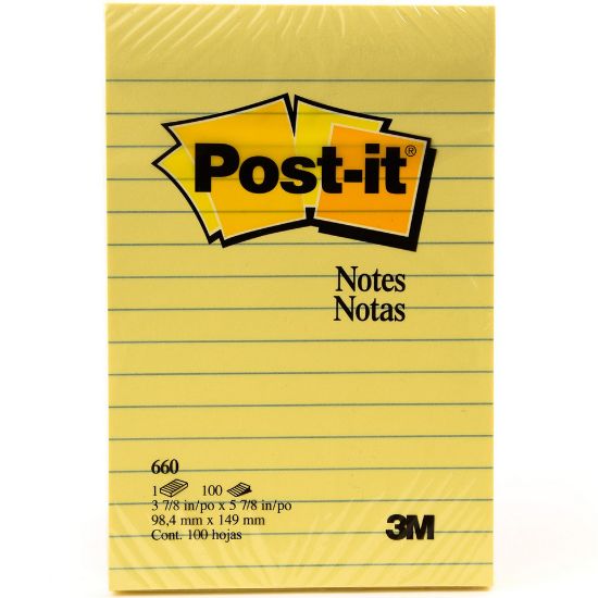 Picture of 3M Post-it Notes Yellow Lined 3 7/8inchx5 7/8inch 100 Sheets