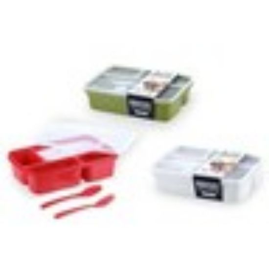 Picture of Elianware Lunch Box With Spoon and Fork E-1230 1.3L Assorted