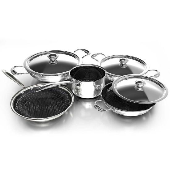 Picture of Delici Stainless Steel TriPly Cookware Set, 8 Pcs, Honeycomb