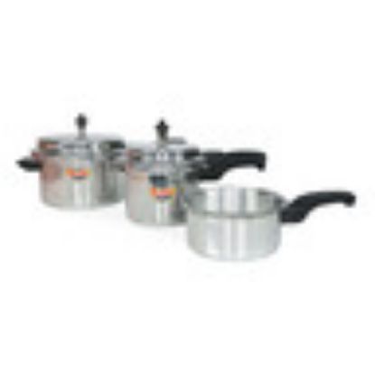 Picture of Chefline Aluminium Pressure Cooker Combo 5Ltr + 3Ltr + 2Ltr Set IND