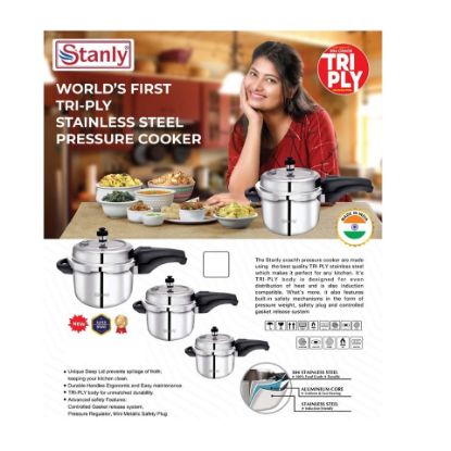 Picture of Stanly Stainless Steel Pressure Cooker Triply 5Ltr