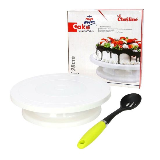 Picture of Chefline Revolving Cake Decorating Stand 28cm + Spoon