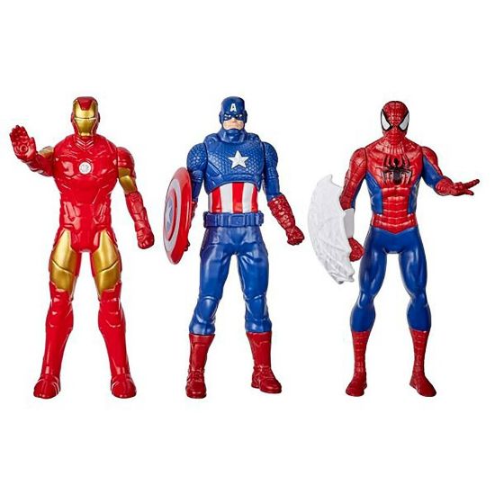 Picture of Marvel Action Figure Toy 3-Pack, 6-inch Figures, Iron Man, Spider-Man, Captain America, F13945L