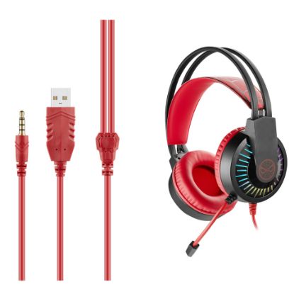 Picture of SMD Marvel Spiderman Wired RGB Gaming Headphone with adjustable Microphone with Light , Red, MV-2000-SM