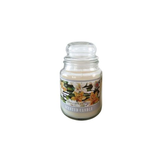 Picture of Maple Leaf Scented Glass Jar Candle with Lid MGP1013 410gm Sweet Vanilla