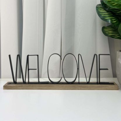 Picture of Maple Leaf Welcome Metal Cutout Word Art Tabletop Decor, 40 x 4 x 11.5 cm, HT74948